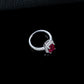 S925 Sterling Silver Lab Ruby Wedding Ring, Premium Vintage - Photo 3