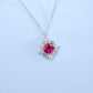 S925 Sterling Silver Square Emerald-Cut Ruby Pendant Necklace, Designer - Photo 3