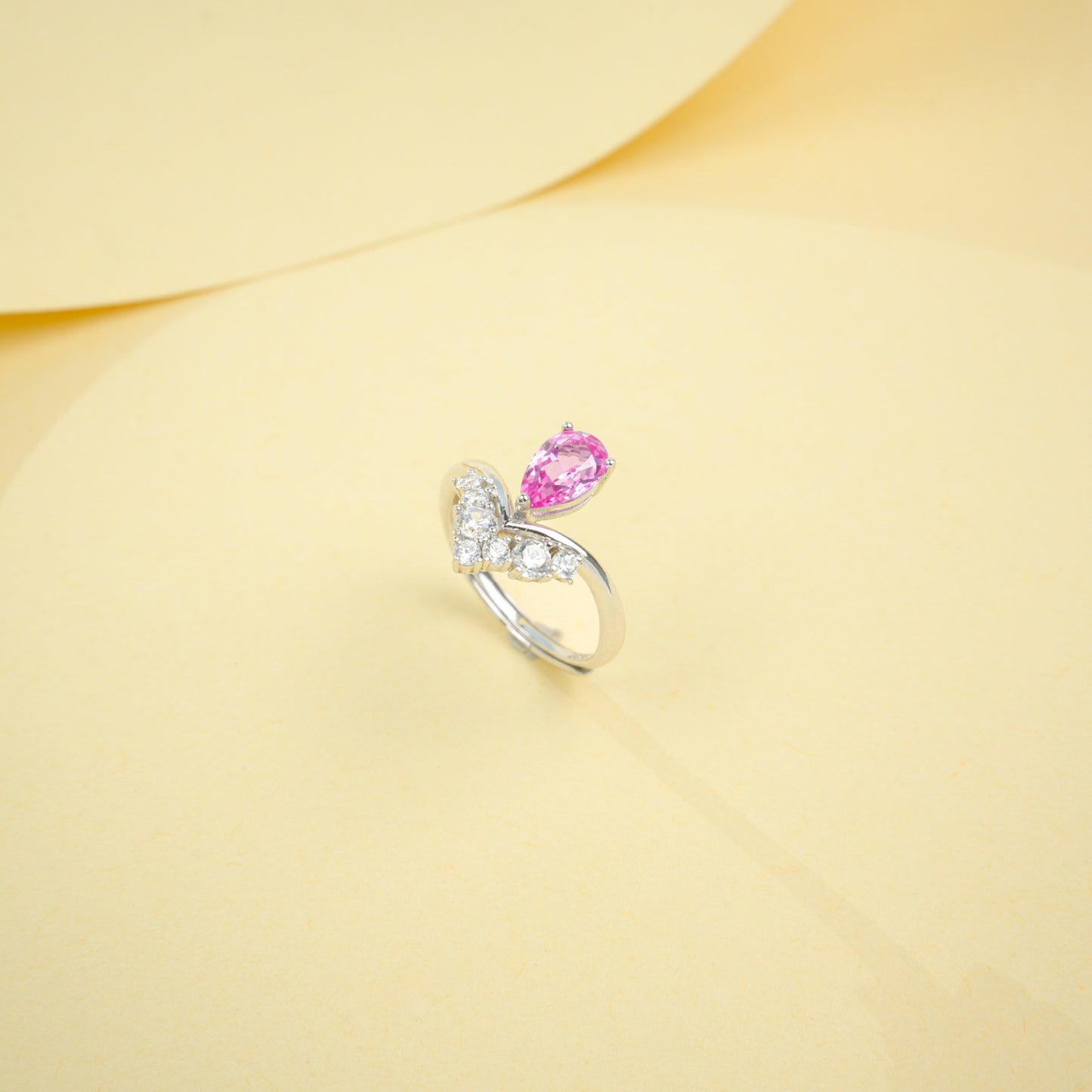 S925 Sterling Silver Lab Padparadscha Ring, Premium Anniversary Gift - Photo 2