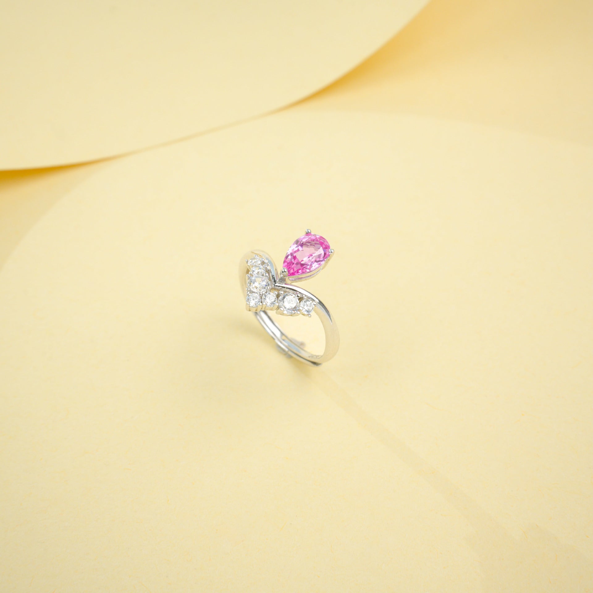 S925 Sterling Silver Lab Padparadscha Ring, Premium Anniversary Gift - Photo 2