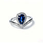 925 Sterling Silver Lab Sapphire Teardrop Ring, Premium Versatile - Photo 3