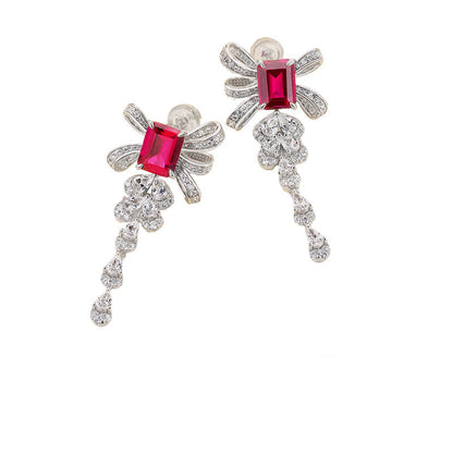 Lab Ruby S925 Silver Stud Earrings Elegant, Premium Jewellery - Photo 1