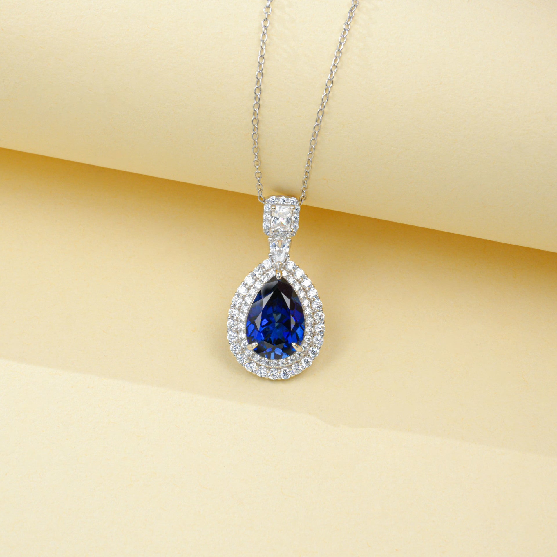 925 Sterling Silver Lab Sapphire Necklace for Women, Minimalist Premium Versatile - Photo 6