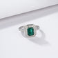 S925 Silver Emerald Ring Double-Halo, Vintage Versatile Design - Photo 4