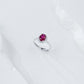 S925 Silver Lab Ruby Ring Sunflower Diamond Halo, Gift - Photo 4