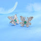 Lab Emerald S925 Silver Stud Earrings, Butterfly Vintage Premium - Photo 3