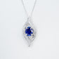S925 Lab Sapphire Necklace Sterling Silver Premium Pendant - Photo 2