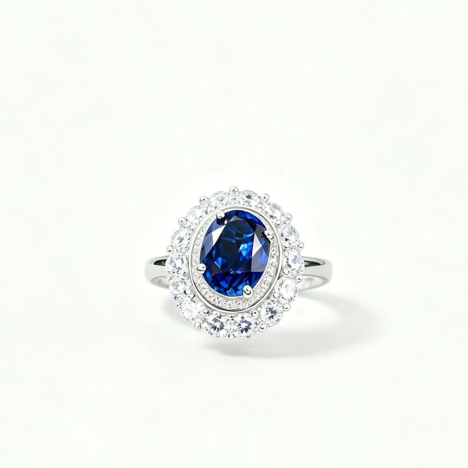 S925 Sterling Silver Lab Sapphire Ring, Premium Jewellery - Photo 5