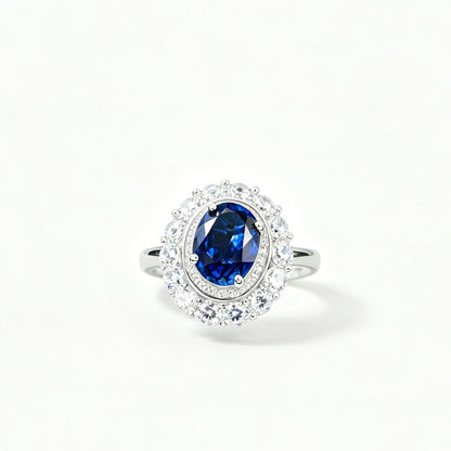 S925 Sterling Silver Lab Sapphire Ring, Premium Jewellery - Photo 5