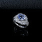 Lab Sapphire Ring S925 Sterling Silver Oval Diamond Hollow Design, Women's Evening Wedding - Photo 2