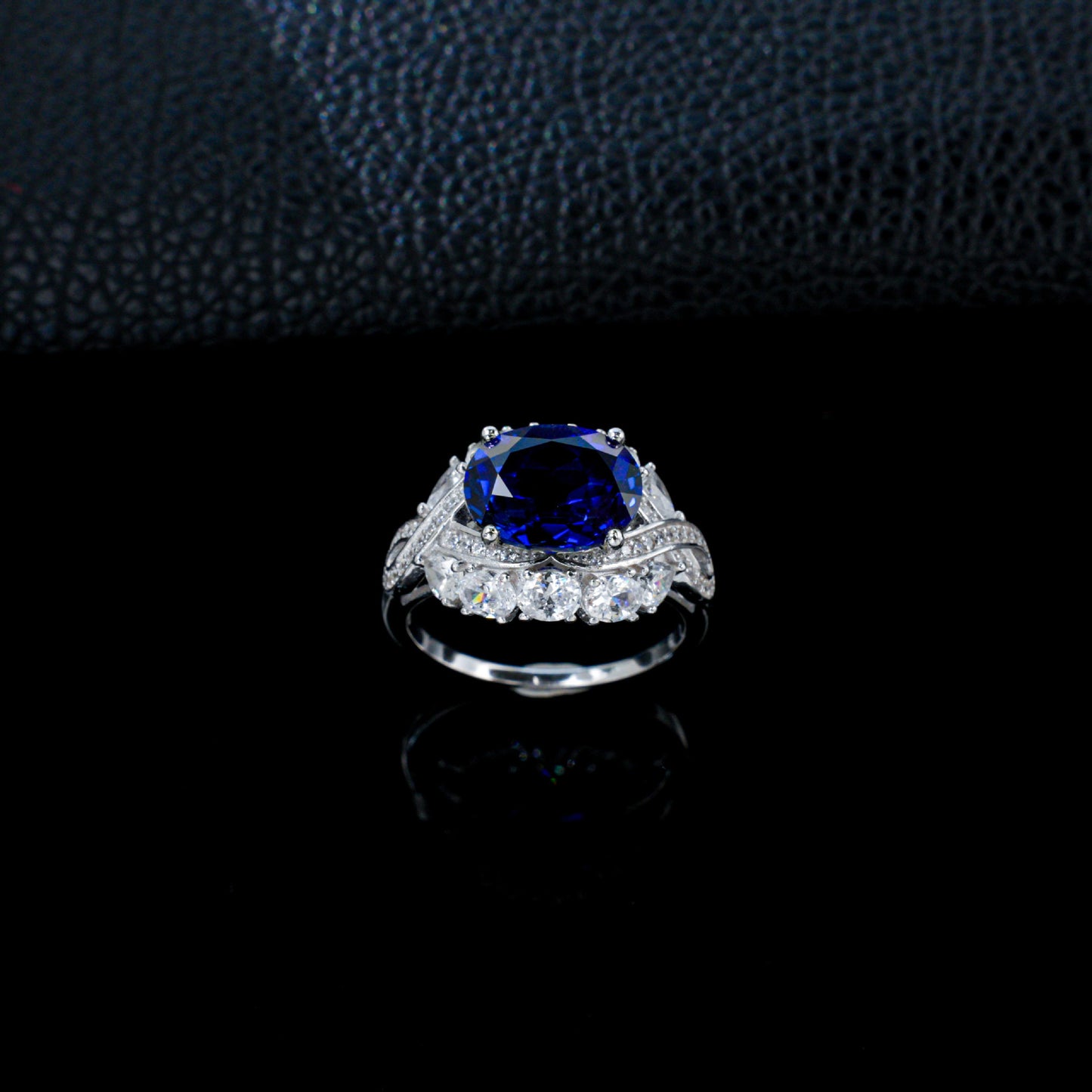 S925 Sterling Silver Oval Lab Sapphire Ring, Premium Engagement for Women - Photo 3