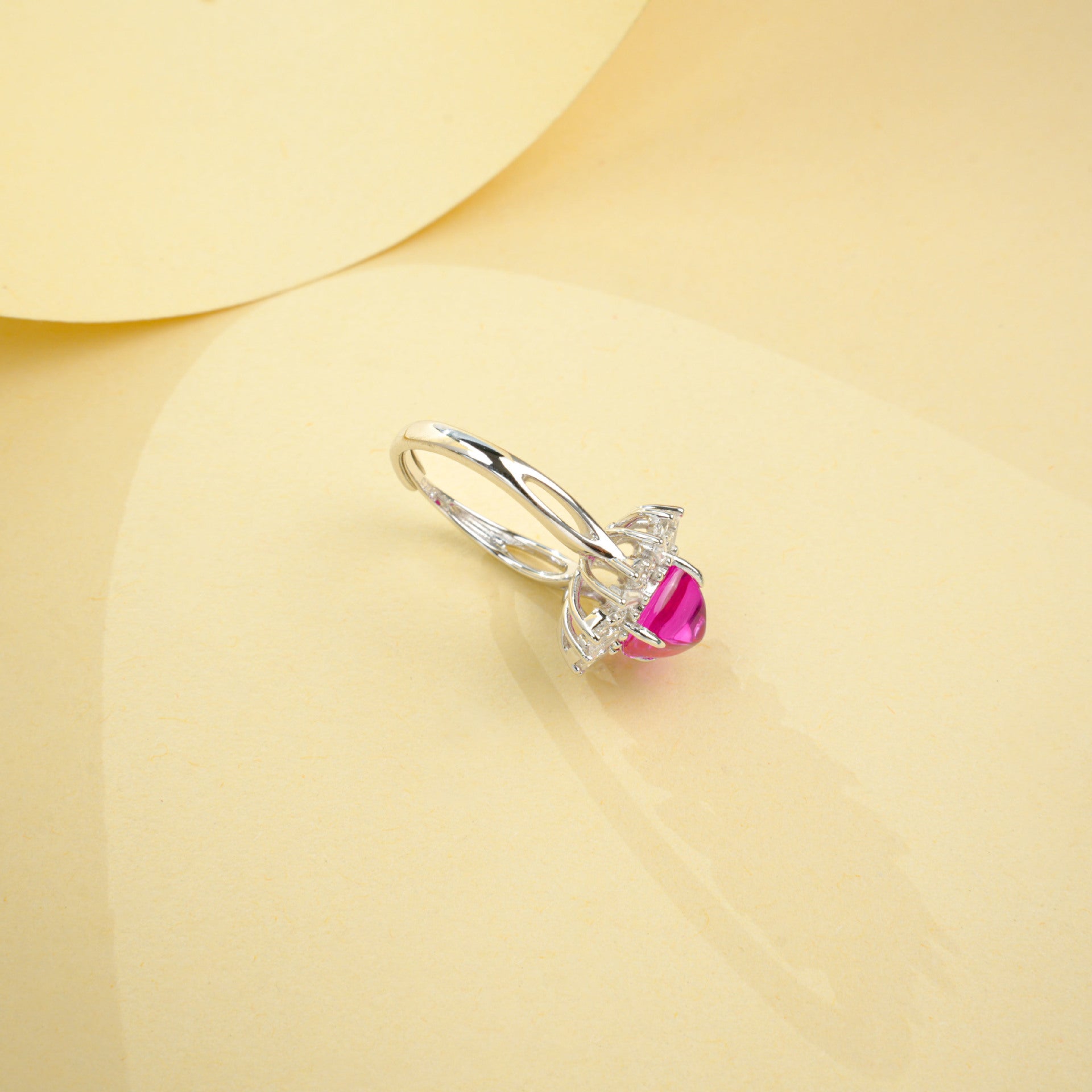 925 Sterling Silver Lab Padparadscha Ring, Luxurious Inlay Gift for Women - Photo 3