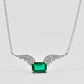 S925 Sterling Silver Lab Emerald Angel Wings Sweater Chain Choker, Vintage for Women - Photo 5