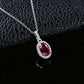 Simple Ruby Silver Necklace, Small Anniversary Birthday - Photo 3