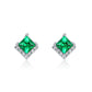 Lab Emerald S925 Silver Stud Earrings, Square Vintage Premium - Photo 4