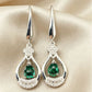 925 Sterling Silver Lab Emerald Earrings for Women, Zircon Drop Elegant - Photo 3