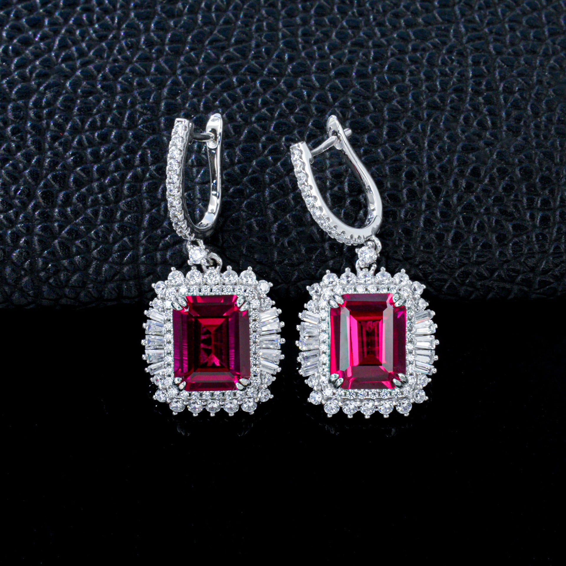S925 Silver Pigeon Blood Lab Ruby Long Drop Ear Cuff, Formal Premium Gift - Photo 6