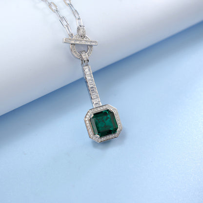 Lab Emerald Sterling Silver Necklace, Premium Jewellery - Photo 6