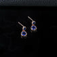 S925 Silver Double Round Bezel Sapphire Stud Earrings, Rose Gold Drop - Photo 3