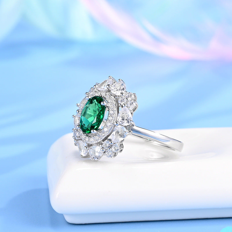 925 Sterling Silver Lab Emerald Ring for Women, Vintage Unique Premium - Photo 4