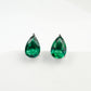S925 Sterling Silver Lab Emerald Teardrop Earrings, Minimalist - Photo 2