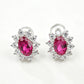 S925 Sterling Silver Lab Ruby Earrings, Vintage Unique for Women - Photo 4