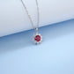 S925 Sterling Silver Lab Pigeon Blood Ruby Sunflower Halo Pendant Choker, Luxurious Premium - Photo 4