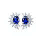 S925 Sterling Silver Lab Sapphire Stud Earrings, Versatile - Photo 1