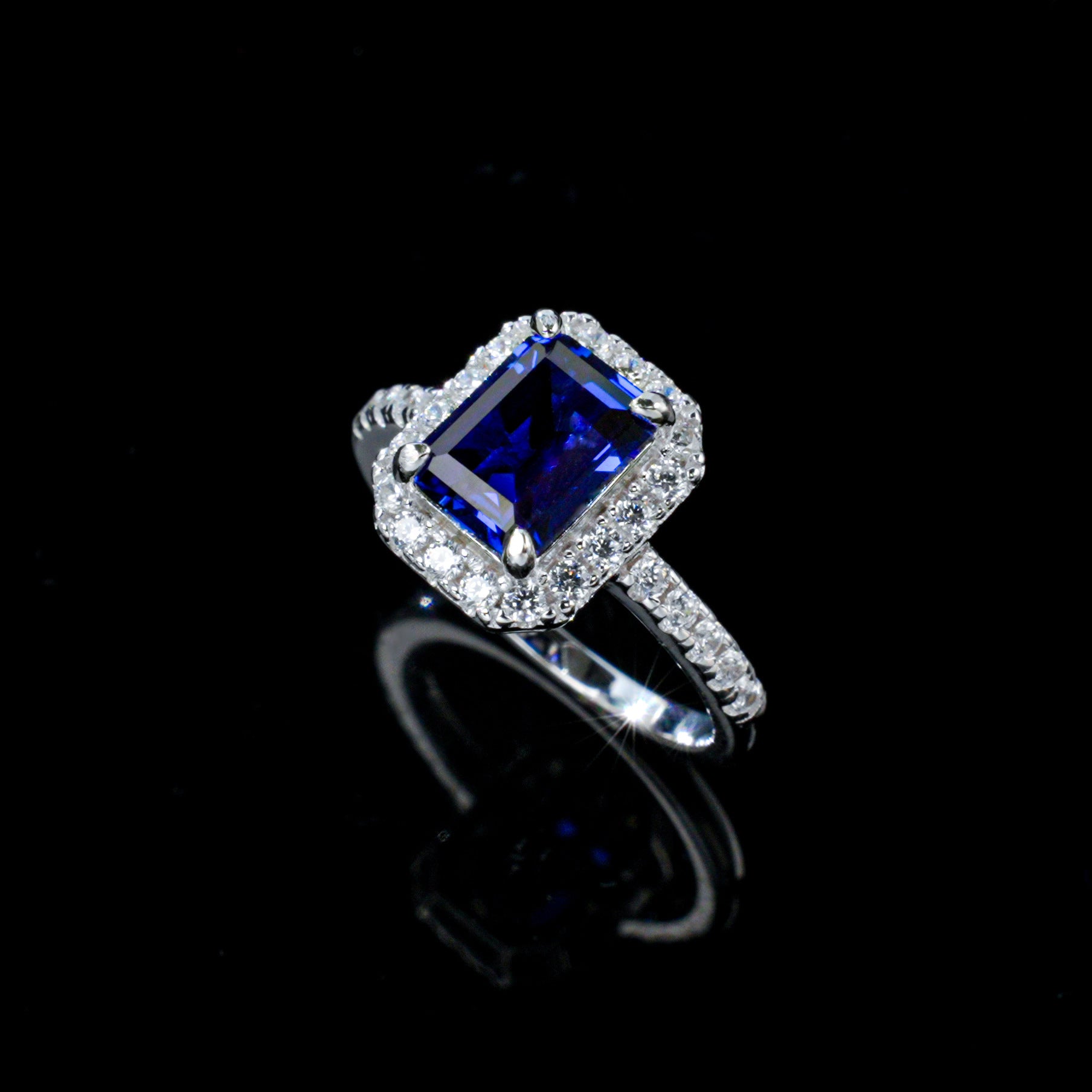 S925 Sterling Silver Lab Sapphire Ring, Vintage Elegant Versatile for Women - Photo 4