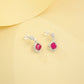 S925 Silver Cushion Lab Ruby Drop Earrings Diamond-Shaped Full Diamond Halo, Wedding Evening Gift - Photo 4