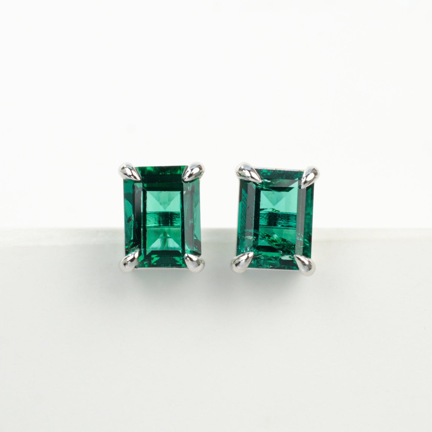925 Sterling Silver Lab Emerald Square Earrings, Premium Delicate for Women - Photo 6