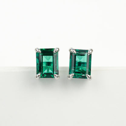 925 Sterling Silver Lab Emerald Square Earrings, Premium Delicate for Women - Photo 6