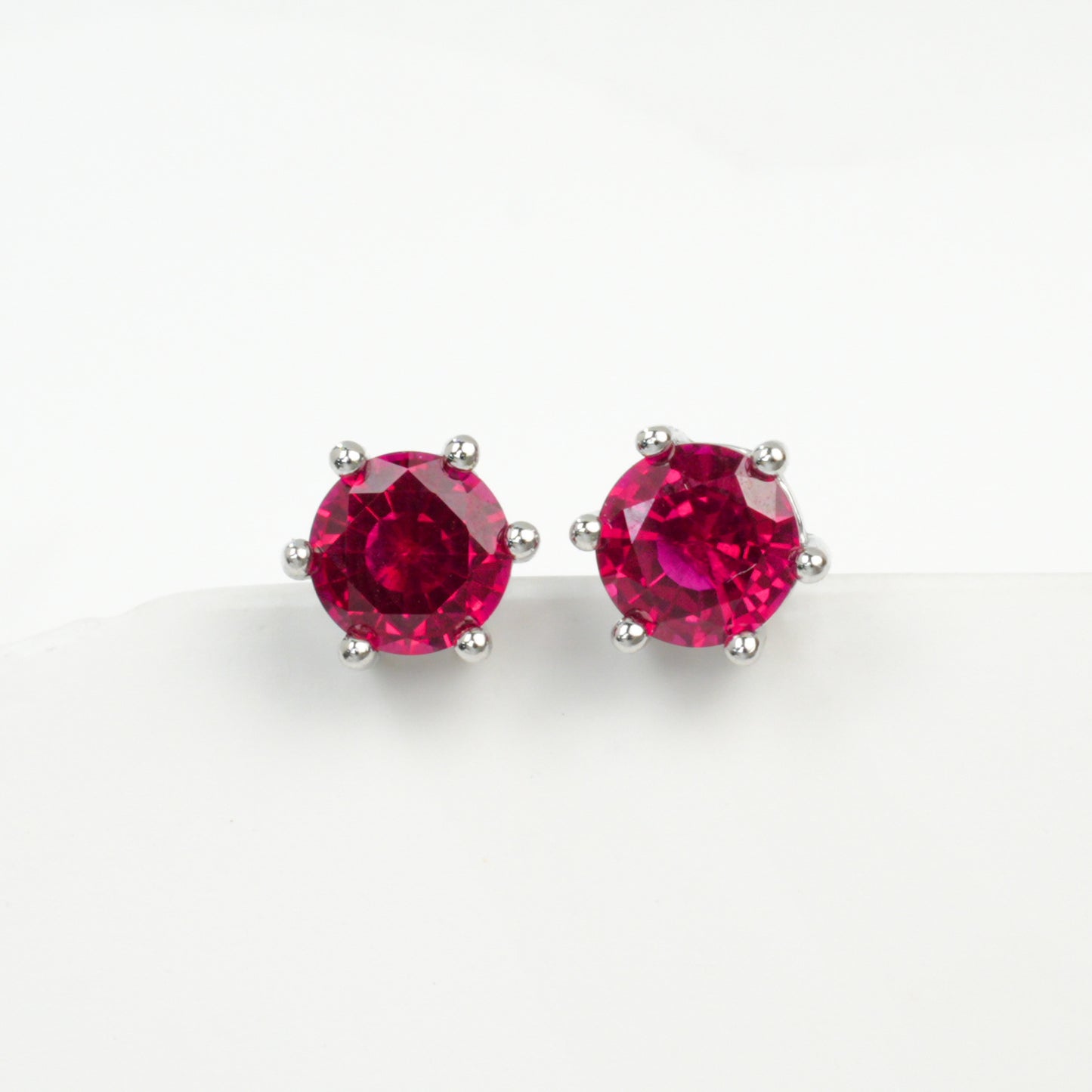 S925 Silver Lab Ruby Vintage coloured Gemstone Earrings, Premium - Photo 5