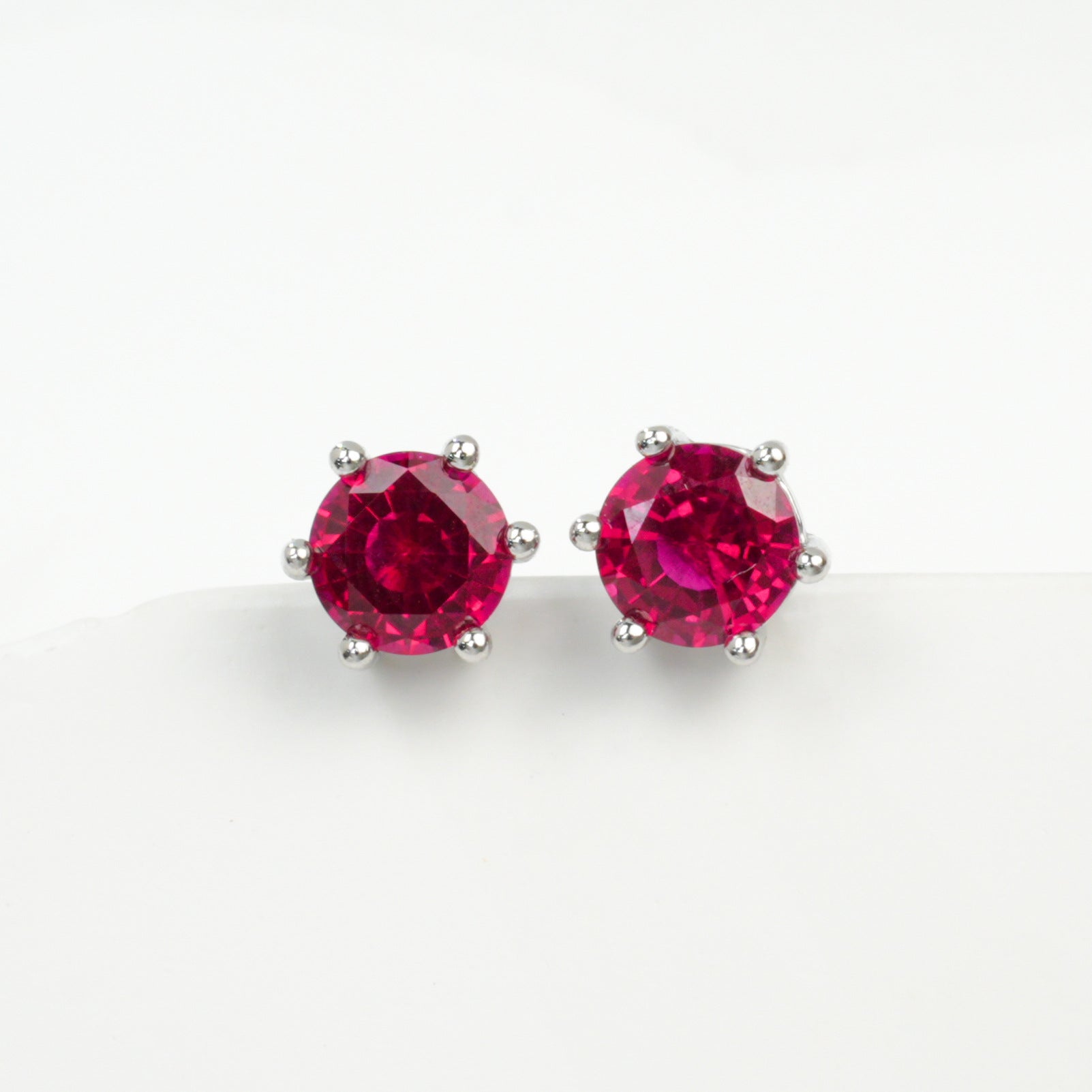 S925 Silver Lab Ruby Vintage coloured Gemstone Earrings, Premium - Photo 5