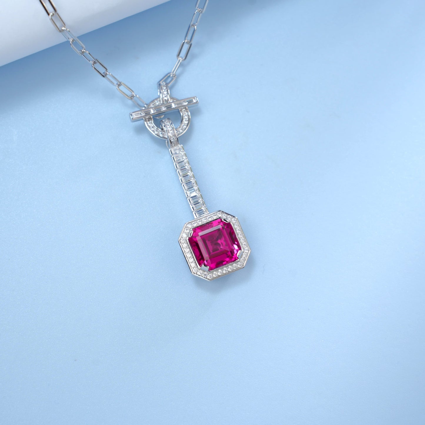 S925 Lab Ruby Necklace, Premium Necklace - Photo 4