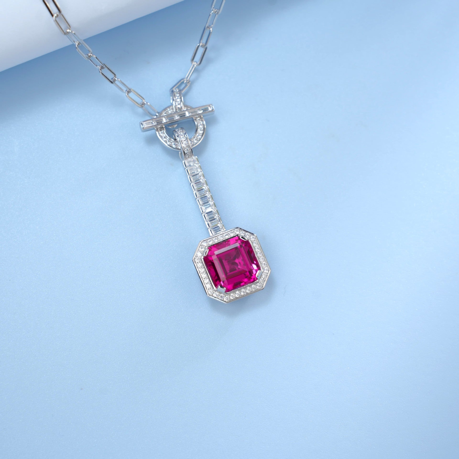 S925 Lab Ruby Necklace, Premium Necklace - Photo 4