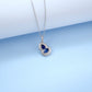 S925 Sterling Silver Lab Sapphire Gourd Halo Pendant Choker, Designer - Photo 4