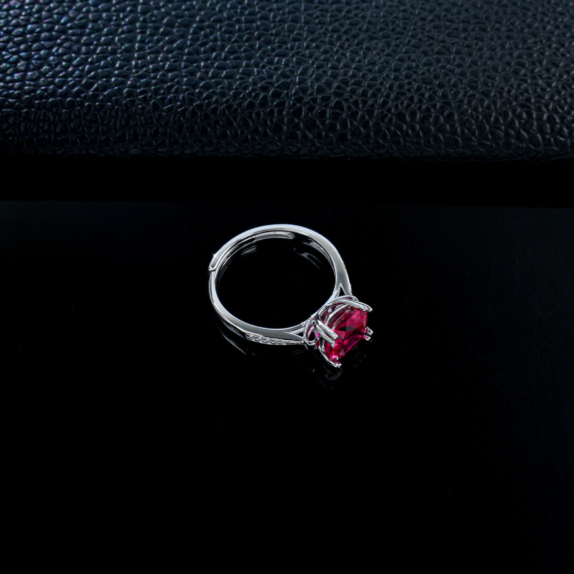 S925 Silver Cushion Ruby Ring 4-Claw Setting, Bold Proposal Engagement - Photo 3