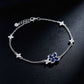 S925 Silver Four-Leaf Clover Royal Blue Sapphire Bracelet, Full Diamond Flower - Photo 4