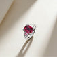 S925 Sterling Silver Lab Pigeon Blood Ruby Emerald-Cut Ring, Premium for Women - Photo 4