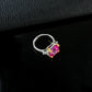 S925 Sterling Silver Lab Padparadscha Ring for Women, Premium - Photo 4