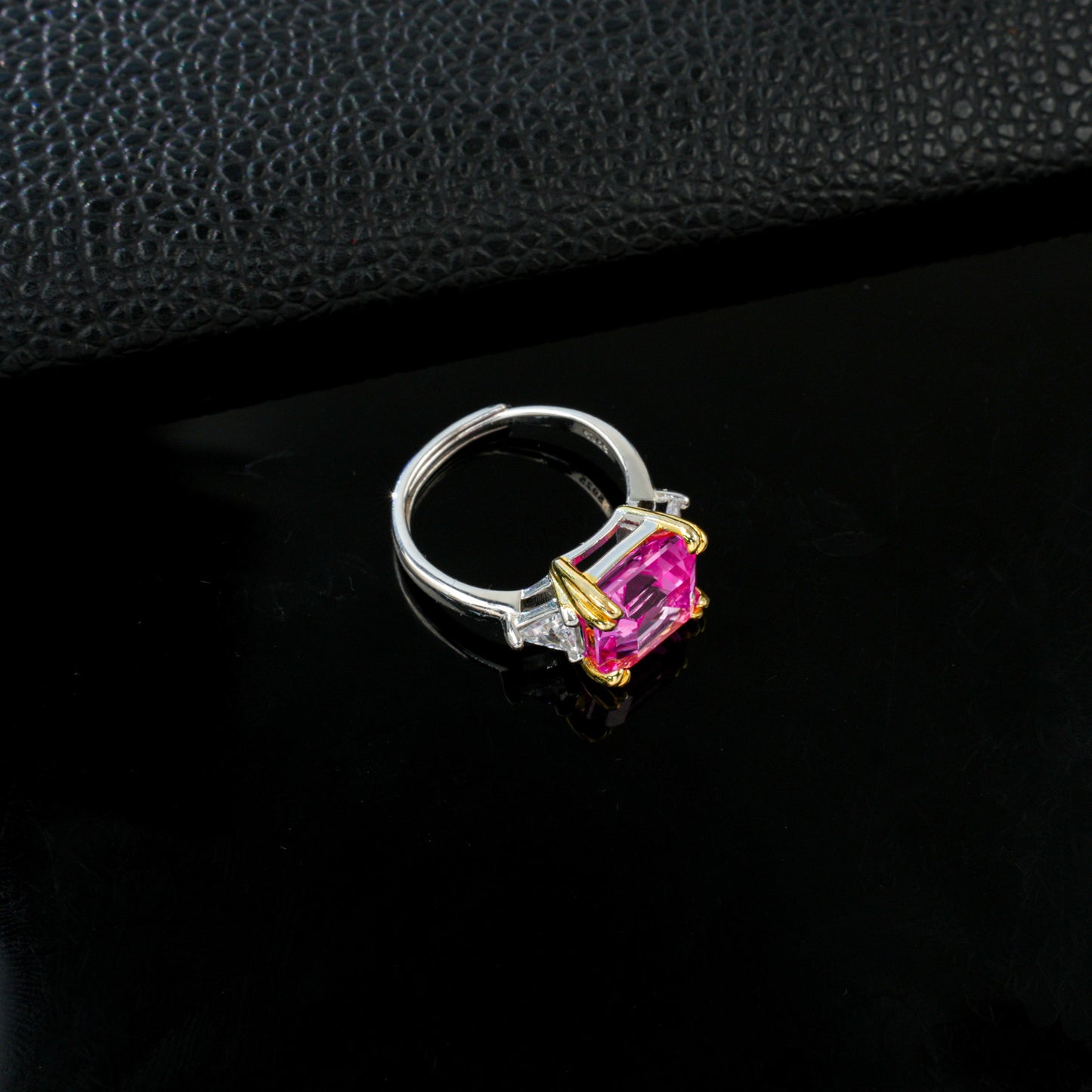 S925 Sterling Silver Lab Padparadscha Ring for Women, Premium - Photo 4