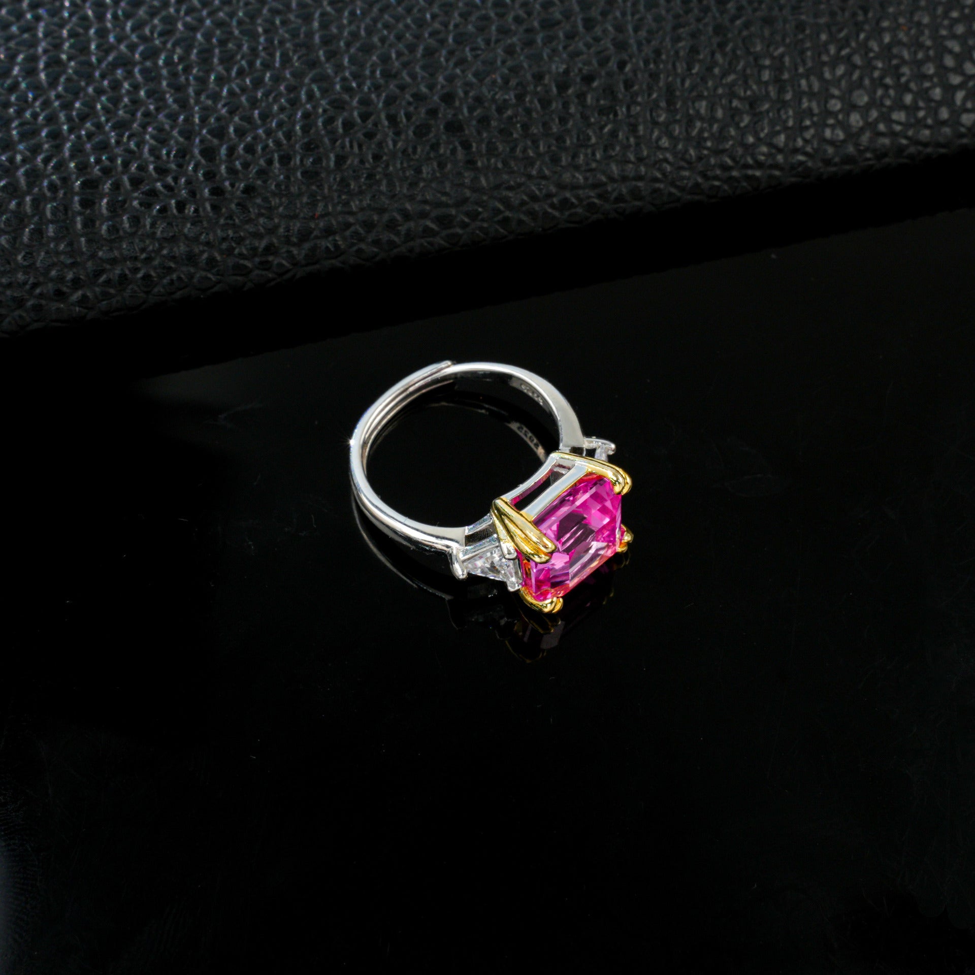 S925 Sterling Silver Lab Padparadscha Ring for Women, Premium - Photo 4