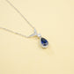 S925 Lab Sapphire Necklace, Sterling Silver Premium - Photo 3