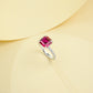 Lab coloured Gemstone Ring Premium Princess-Cut Ruby Silver, Birthday Gift for Bestie - Photo 2