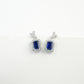 925 Sterling Silver Lab Sapphire Geometric Earrings & Necklace, Vintage Minimalist - Photo 5
