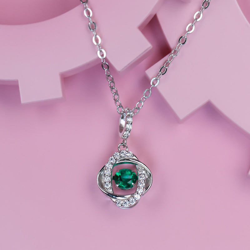 S925 Sterling Silver Lab Emerald Necklace, Design Gift Birthday - Photo 2