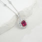 S925 Silver Necklace Pigeon Blood Ruby Pendant Diamond Chain Sparkling, Vintage Bold Stock - Photo 2