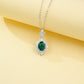 S925 Sterling Silver Lab Emerald Pave Pendant Necklace, Green Halo Versatile - Photo 3