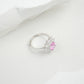 S925 Sterling Silver Gemstone Sunflower Halo Adjustable Open Ring, Versatile - Photo 3